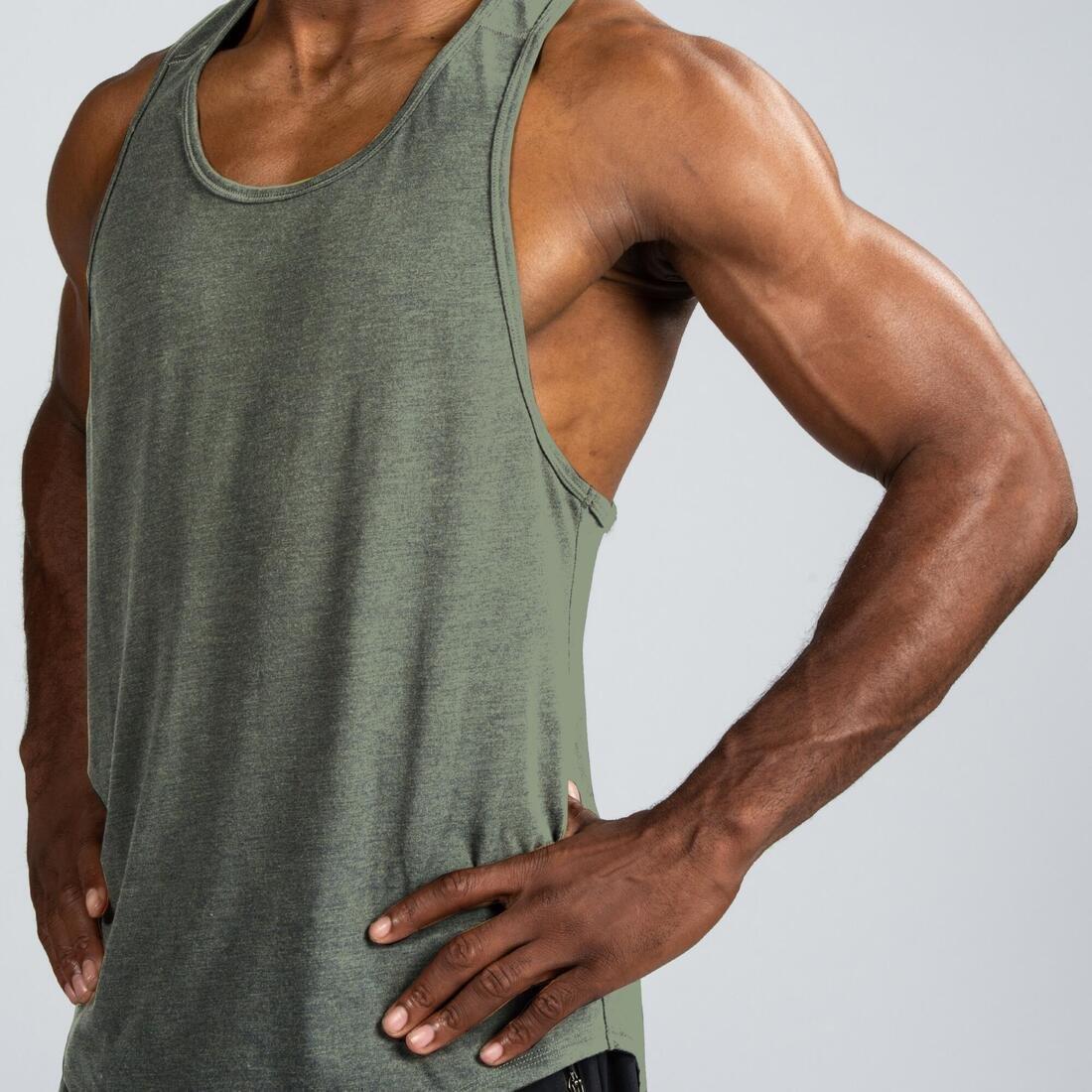 Men Breathable Performance Weight Training Stringer Tank Top, Black, , large image number 7