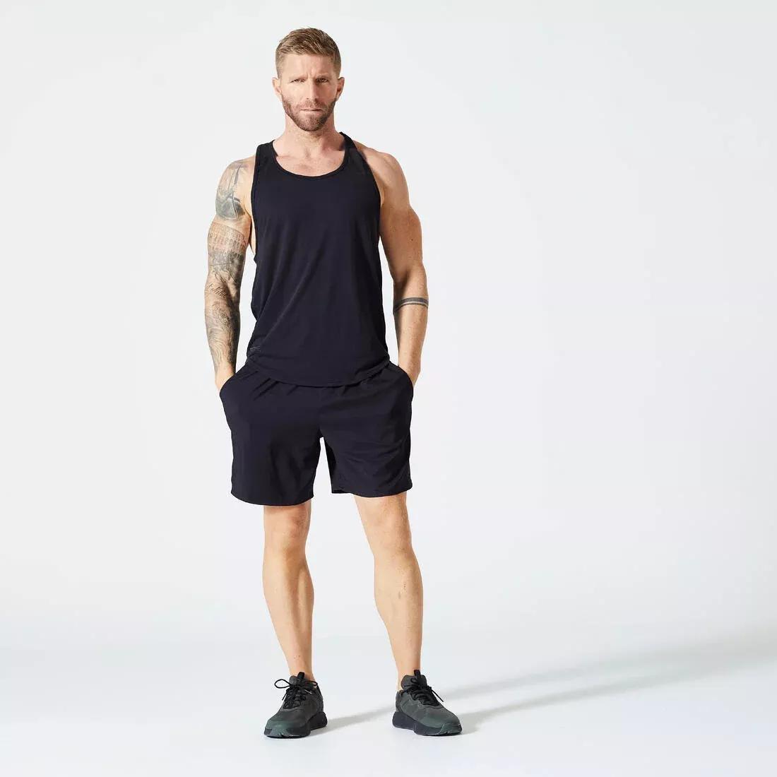 Men Breathable Performance Weight Training Stringer Tank Top, Black, , large image number 9