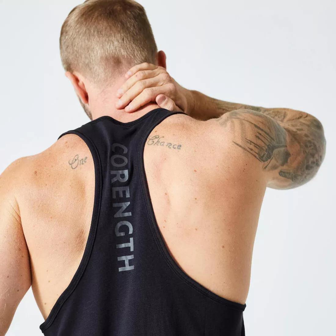 Men Breathable Performance Weight Training Stringer Tank Top, Black, , large image number 10
