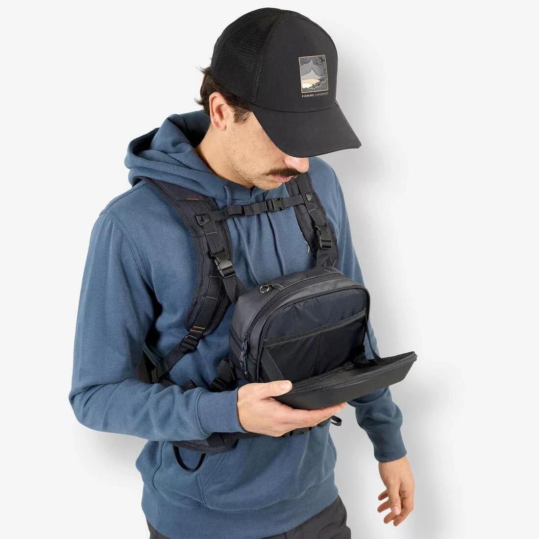 Fishing Backpack Chest Pack 500 15 L + 5 L, Navy, No Color, large image number 3
