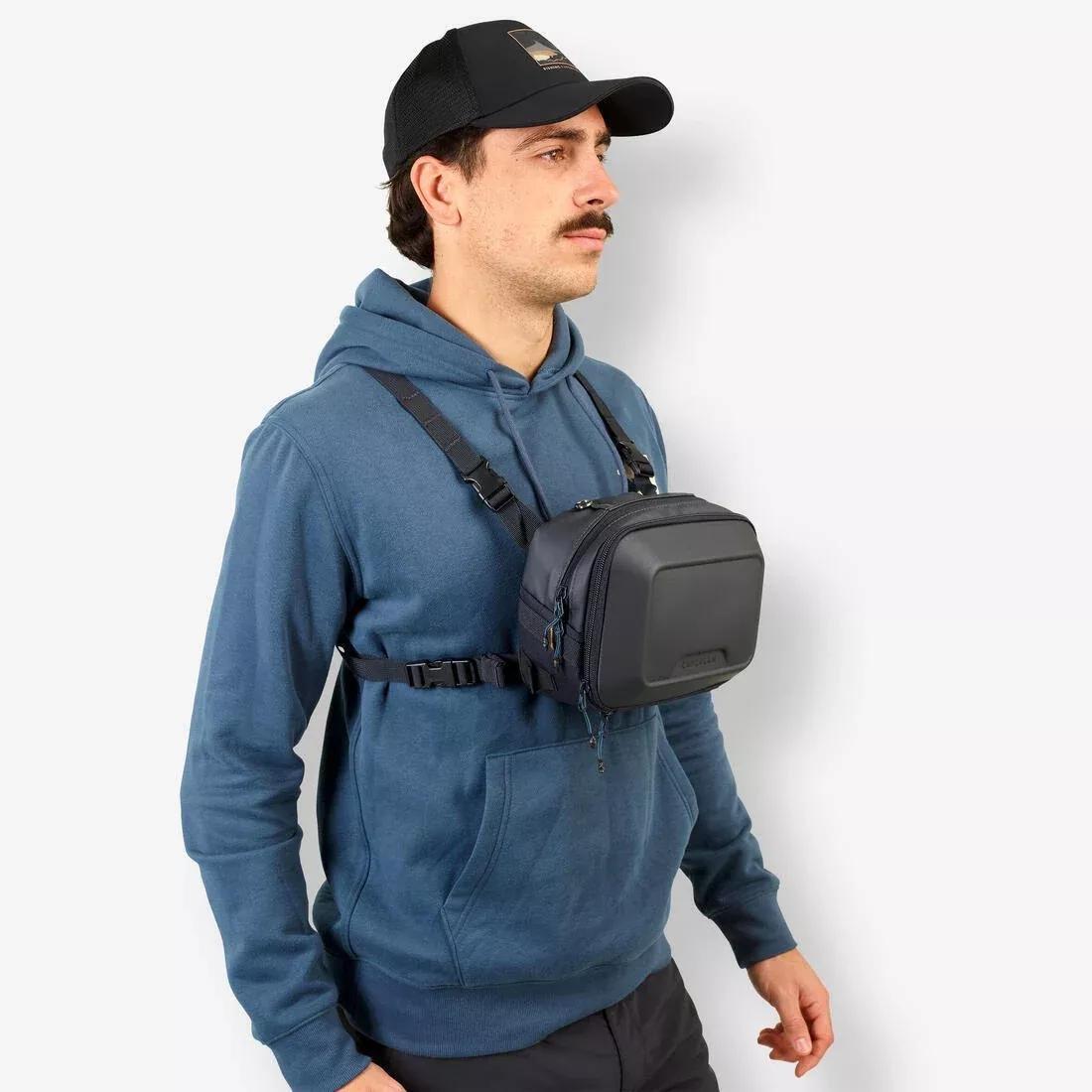 Fishing Backpack Chest Pack 500 15 L + 5 L, Navy, No Color, large image number 4