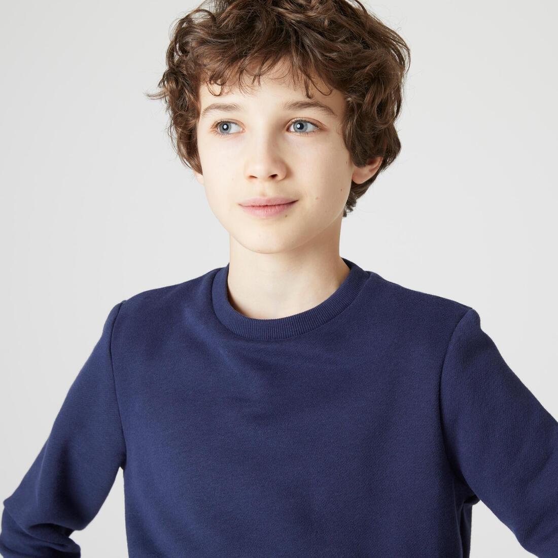 NAVY BLUE Kids' Unisex Warm Crew-Neck Sweatshirt - Dark Blue, No Color, medium