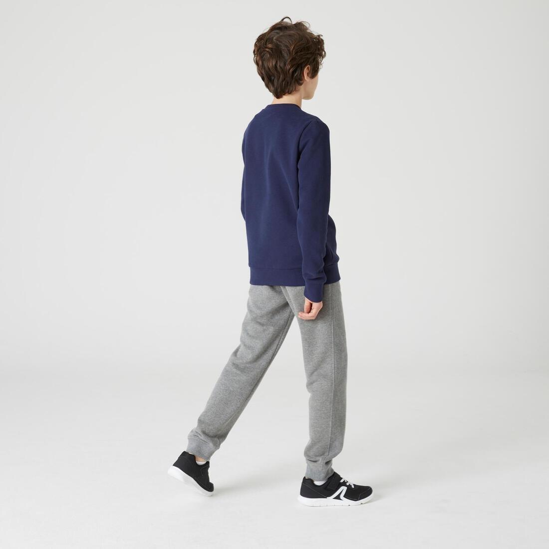 NAVY BLUE Kids' Warm Crew Neck Brushed Unisex Jersey Sweatshirt - Navy, , large image number 4