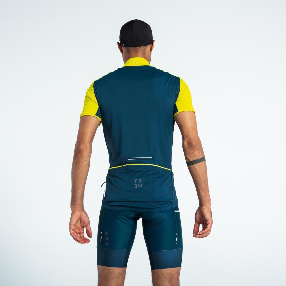 Men Short-Sleeved Road Cycling Jersey - Rc500, Blue, No Color, medium