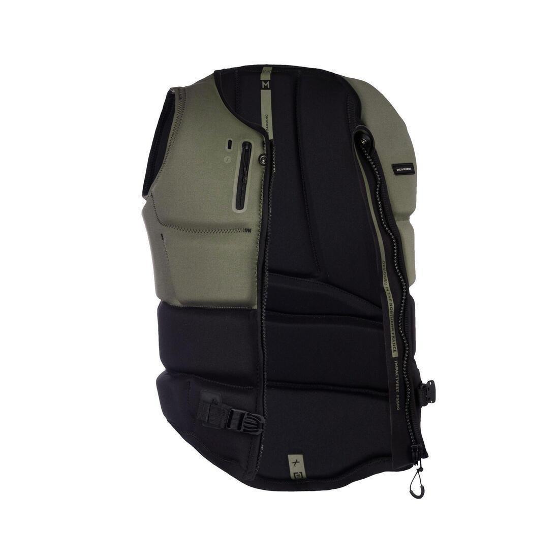 KHAKI MEN'S WAKEBOARDING BUOYANCY AID IMPACT VEST 500 (50 NEWTONS), No Color, large image number 2