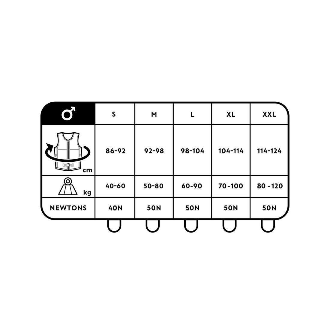 KHAKI MEN'S WAKEBOARDING BUOYANCY AID IMPACT VEST 500 (50 NEWTONS), No Color, large image number 4