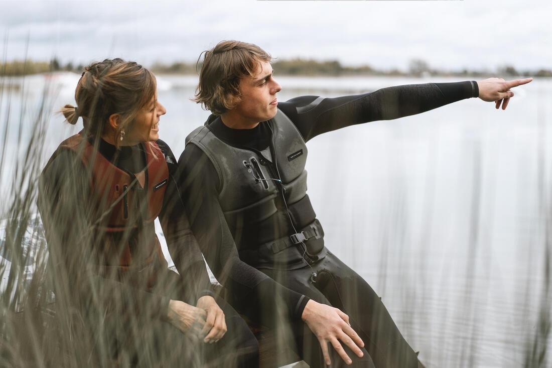 KHAKI MEN'S WAKEBOARDING BUOYANCY AID IMPACT VEST 500 (50 NEWTONS), No Color, large image number 7