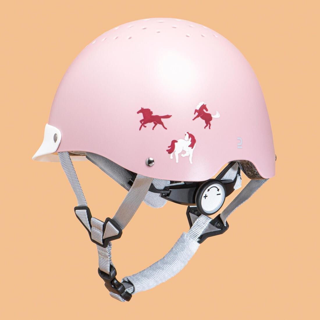 FOUGANZA - Kids Girls Horse Riding Helmet - 100, Pink