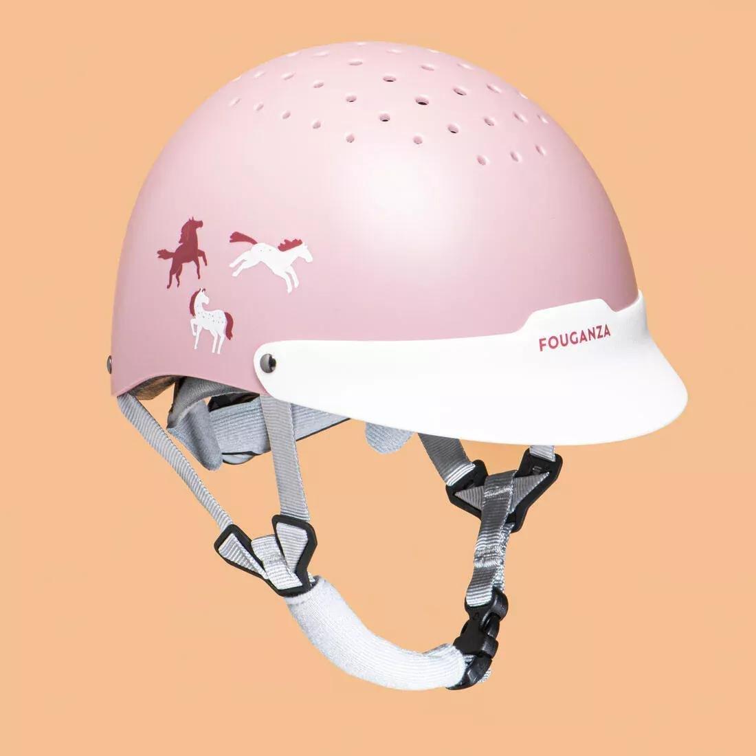 FOUGANZA - Kids Girls Horse Riding Helmet - 100, Pink