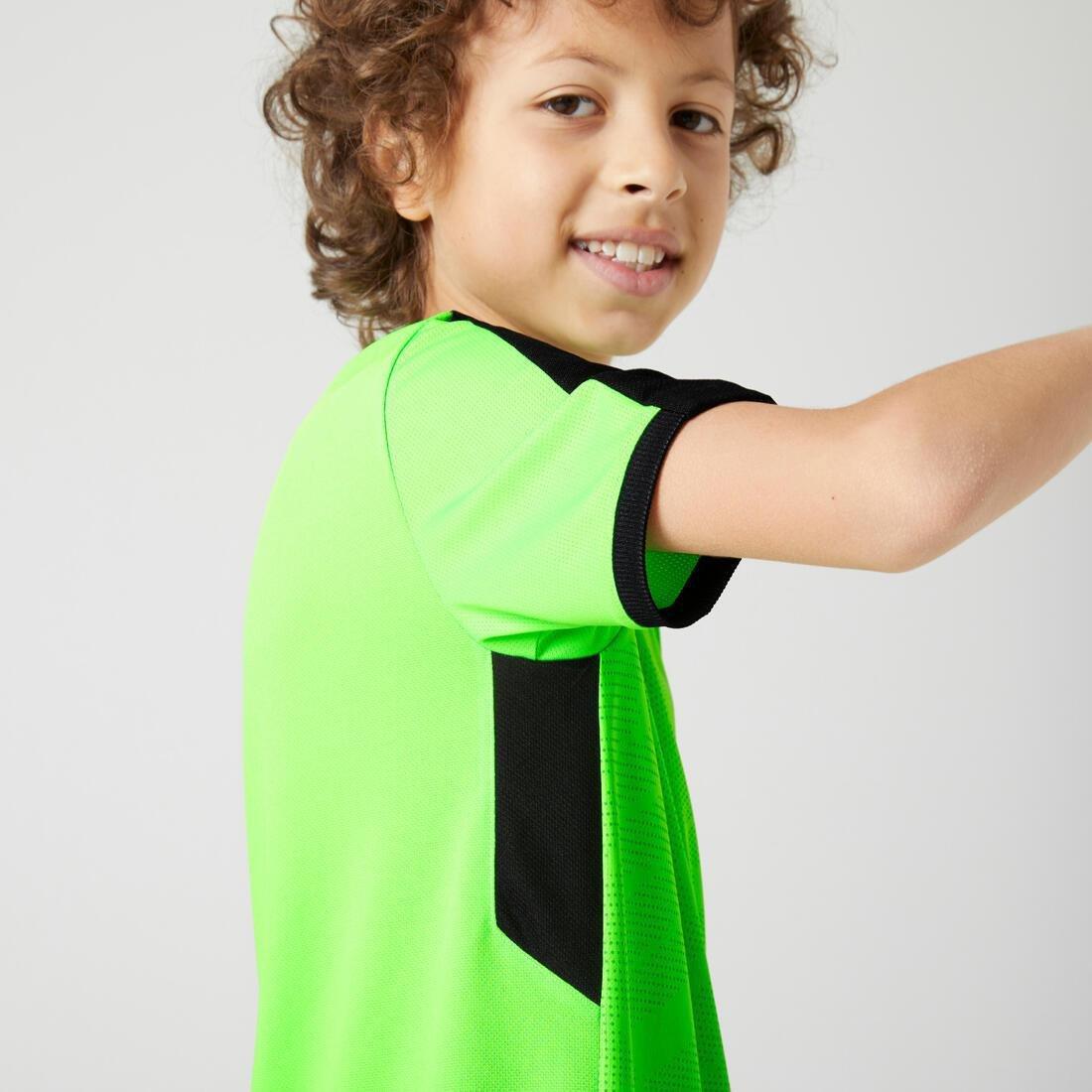 Kids Short-Sleeved Football Shirt F520, Fluo Lime, , large image number 4