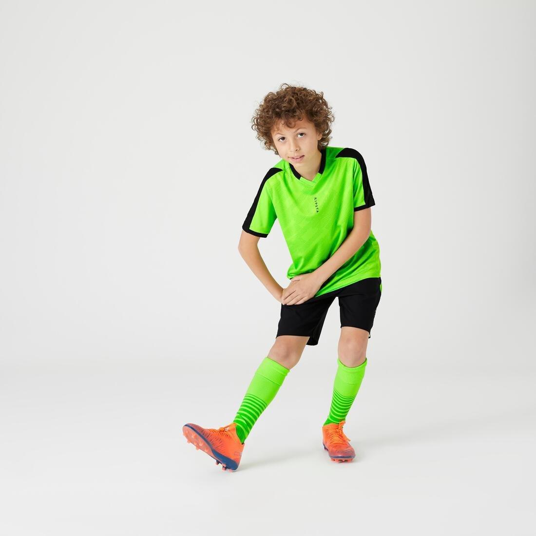 Kids Short-Sleeved Football Shirt F520, Fluo Lime, , large image number 5