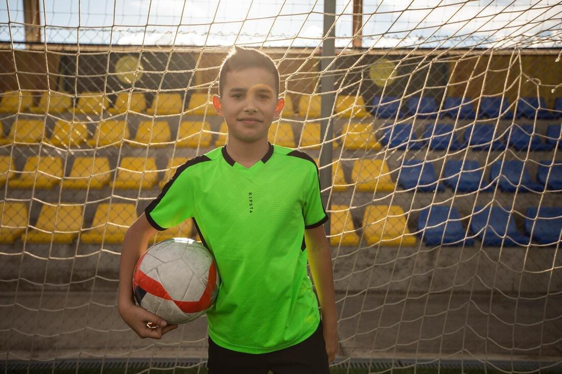 Kids Short-Sleeved Football Shirt F520, Fluo Lime, , large image number 10