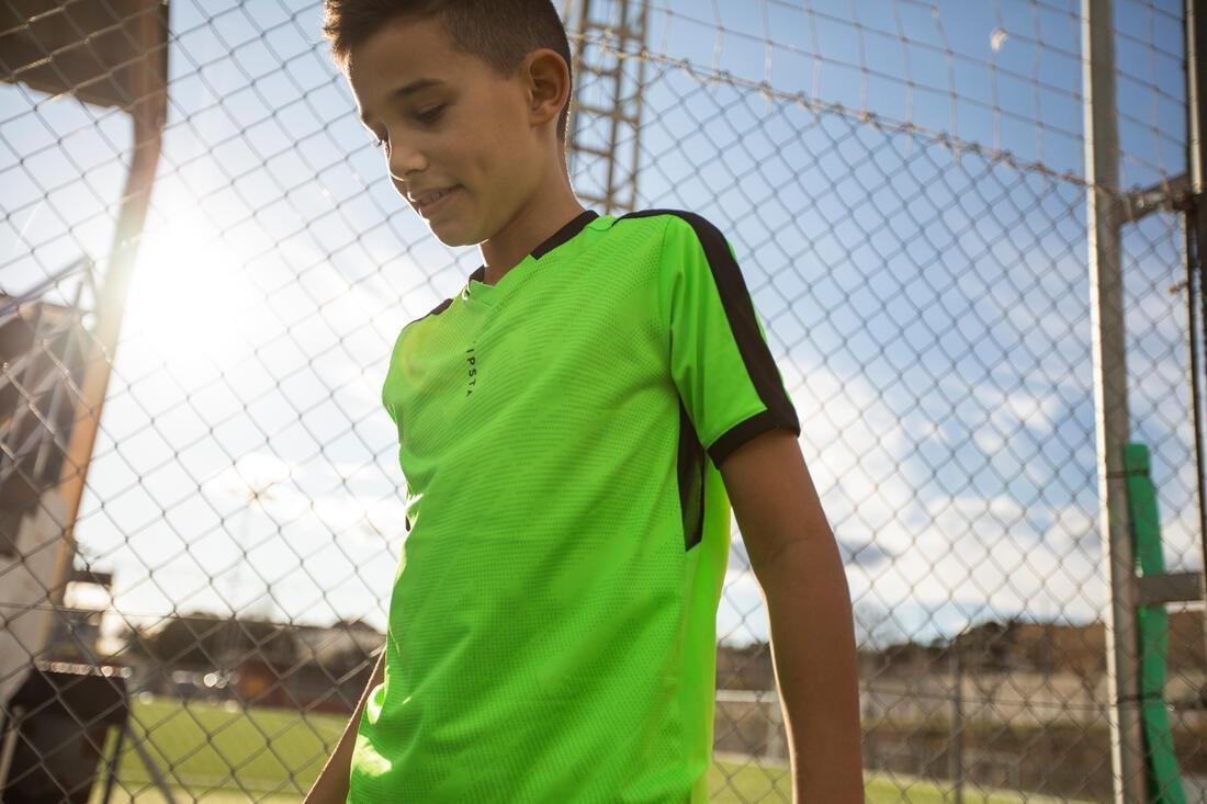 Kids Short-Sleeved Football Shirt F520, Fluo Lime, , large image number 12