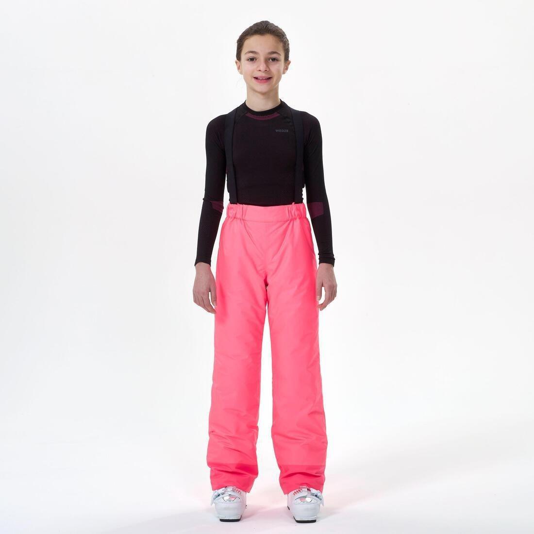 Kids Girls Warm And Waterproof Ski Trousers 100, Pink, , large image number 1