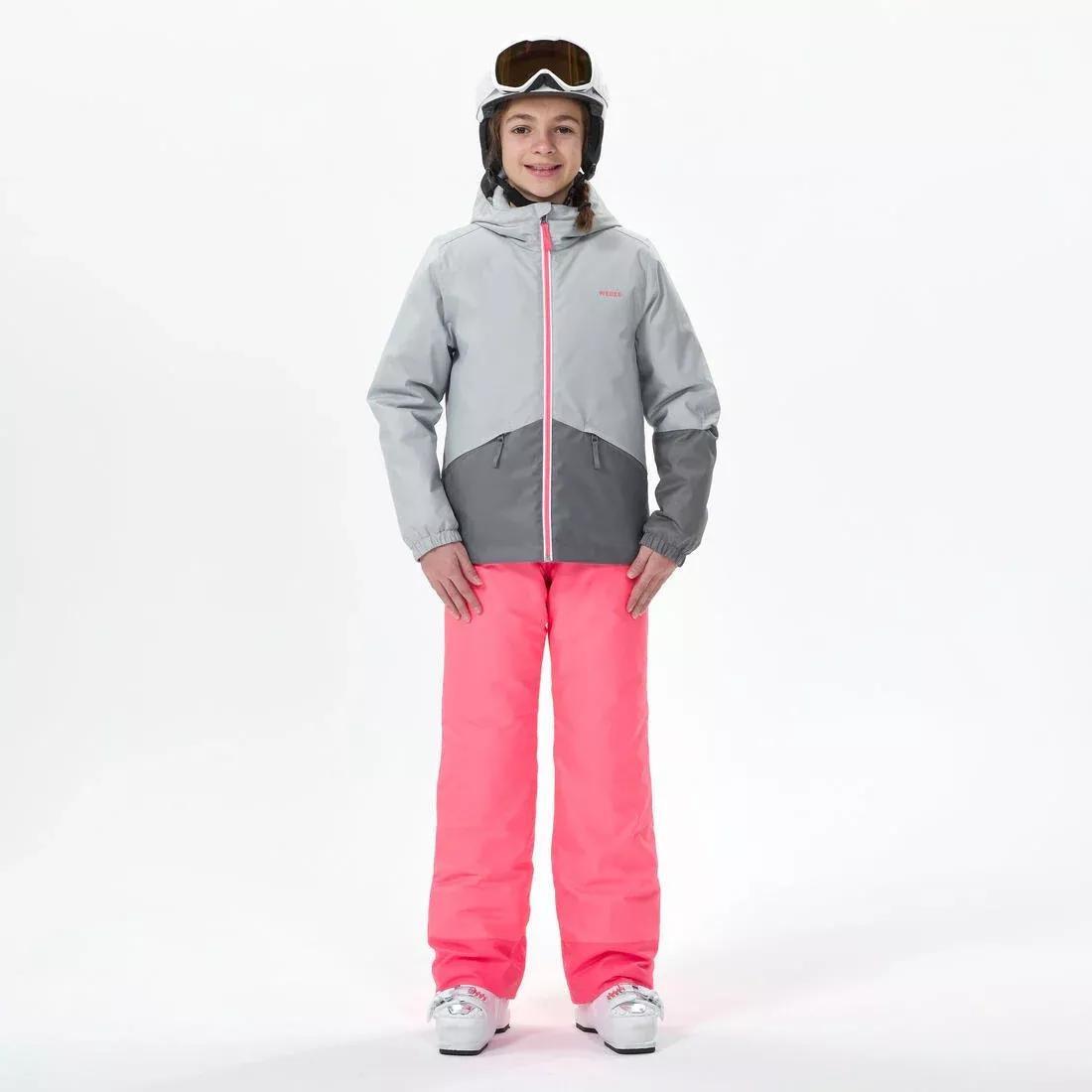 Kids Girls Warm And Waterproof Ski Jacket - 100, Grey, , large image number 3