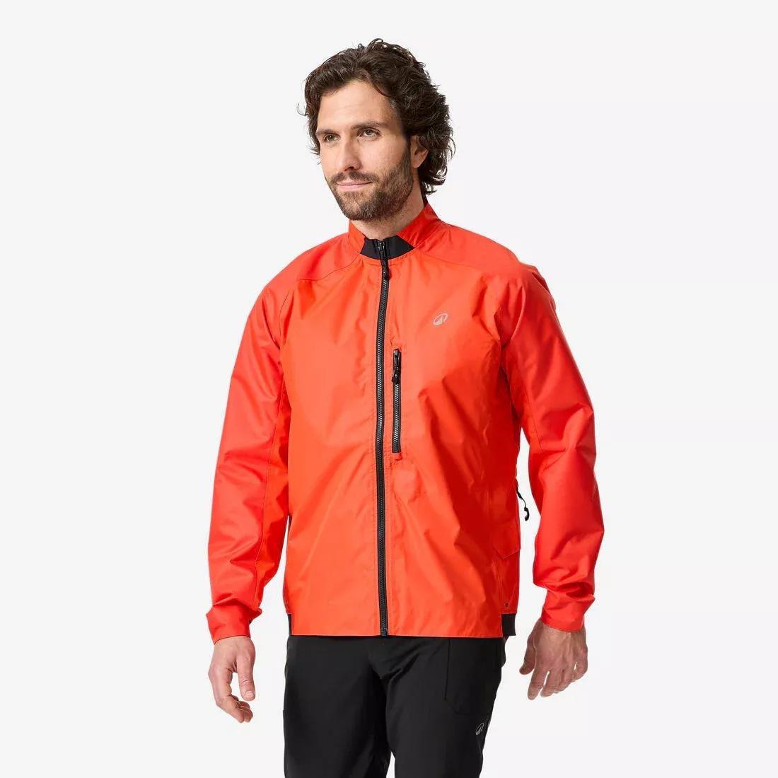 Mountain Bike Rainproof Jacket - Comfort 500, Red, No Color, medium