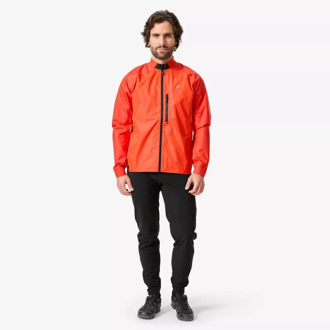 Mountain Bike Rainproof Jacket - Comfort 500, Red, No Color, medium