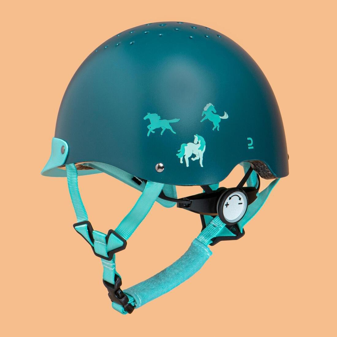 Kids' Horse Riding Helmet 100, teal blue, , large image number 1
