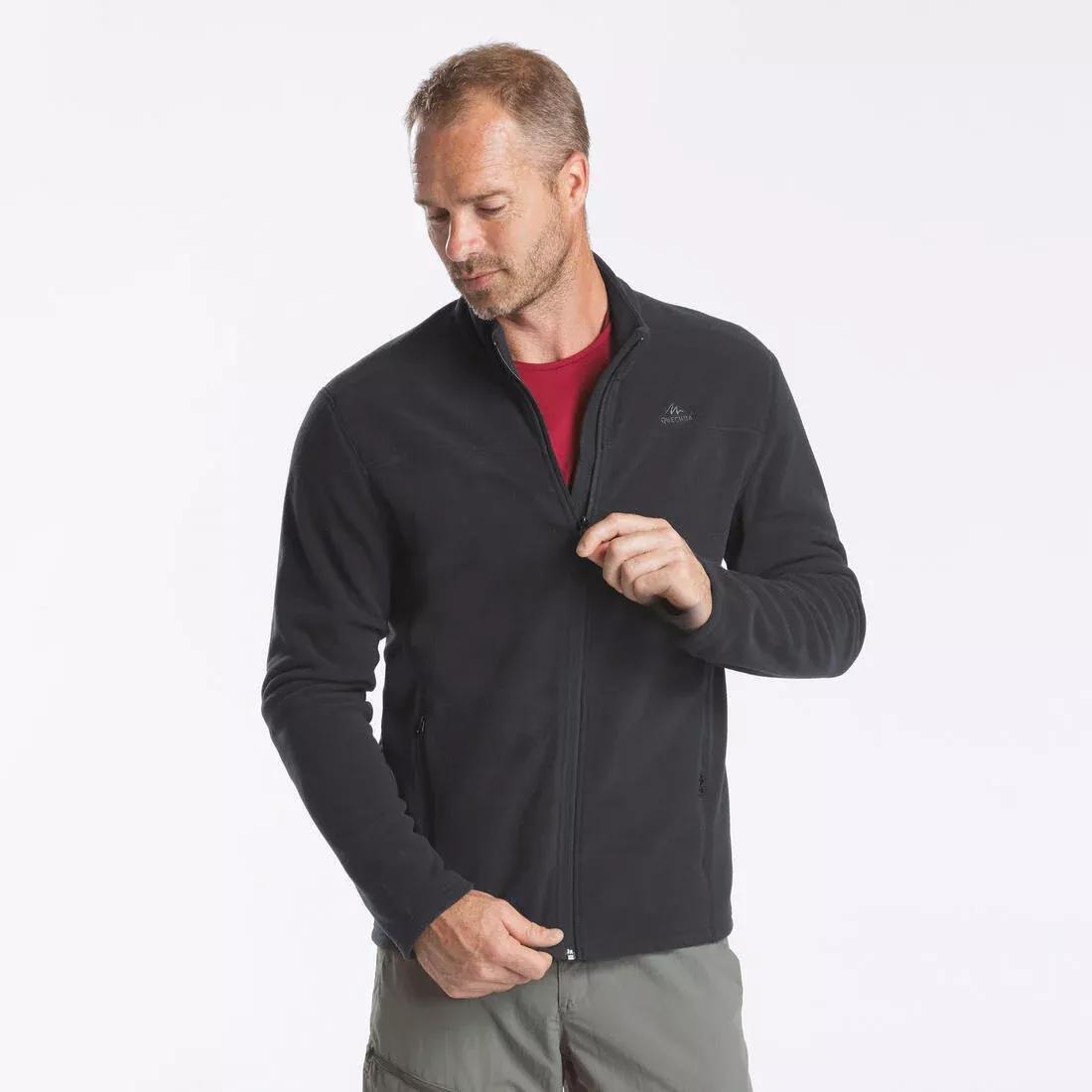 Men Hiking Fleece Jacket - Mh120, Black, No Color, medium