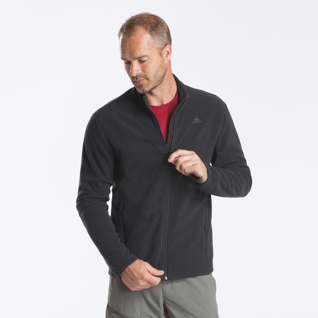 Men Hiking Fleece Jacket - Mh120, Black, No Color, medium
