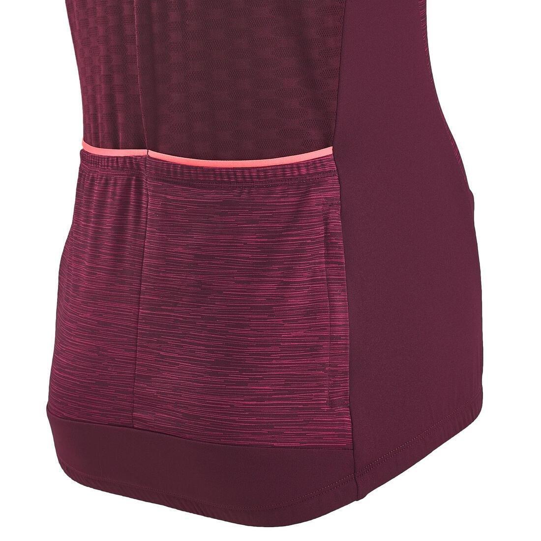 BORDEAUX Women's Cycling Short-Sleeved Jersey 500 - Sunplant Burgundy, , large image number 1