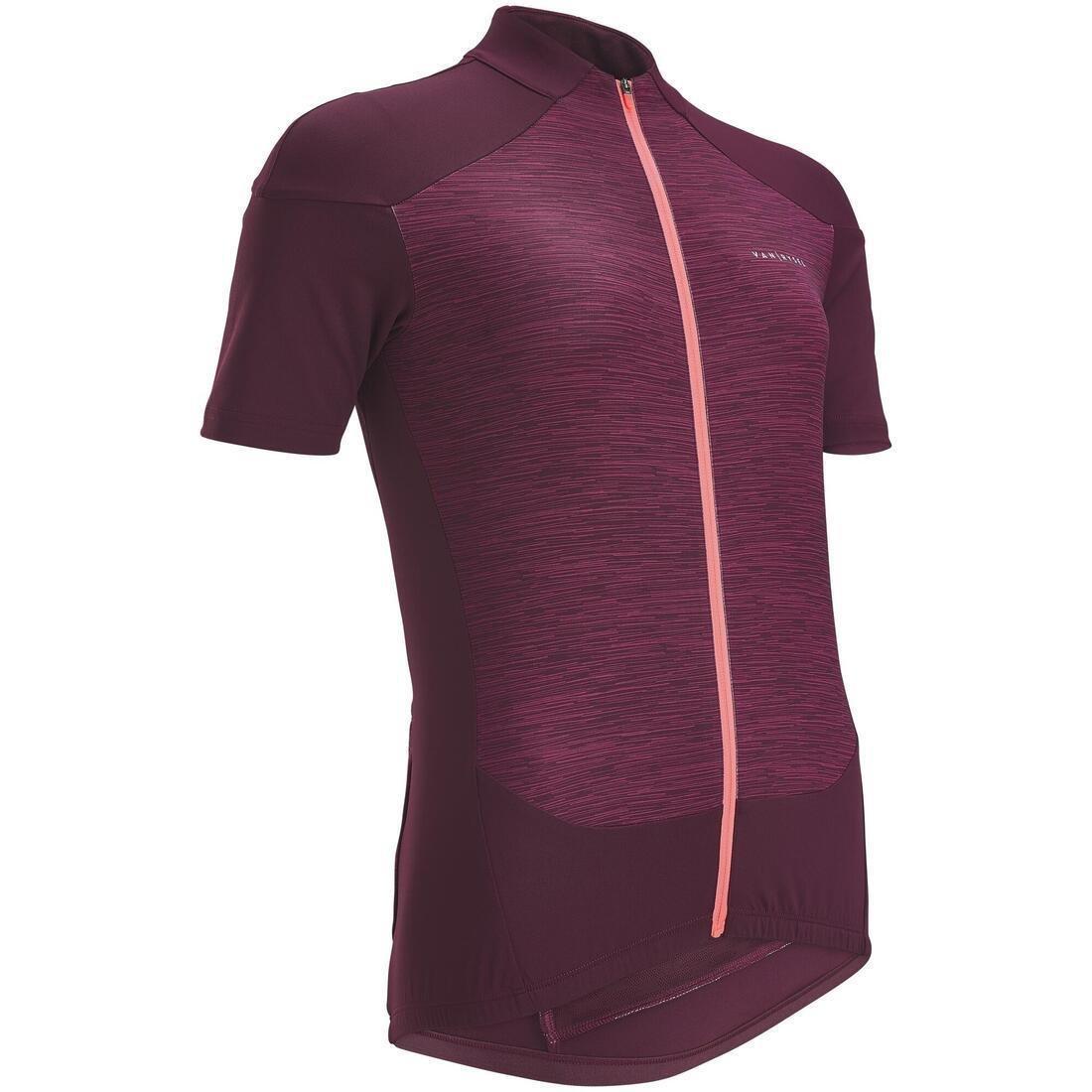 BORDEAUX Women's Cycling Short-Sleeved Jersey 500 - Sunplant Burgundy, No Color, medium