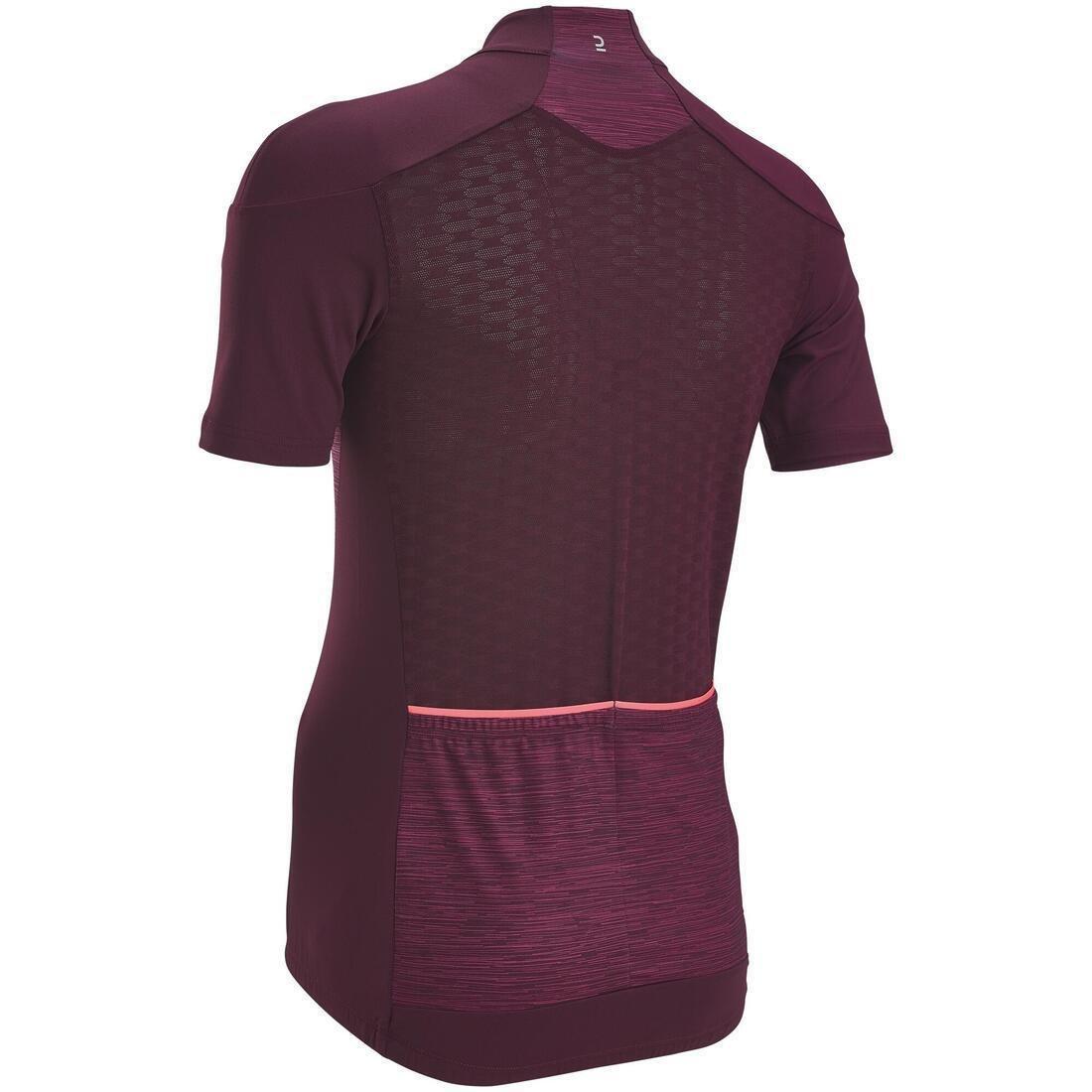 BORDEAUX Women's Cycling Short-Sleeved Jersey 500 - Sunplant Burgundy, No Color, medium
