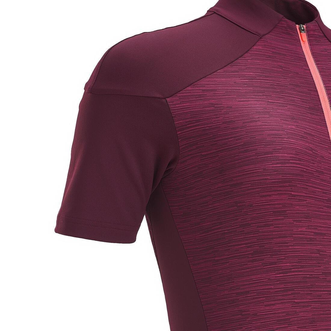 BORDEAUX Women's Cycling Short-Sleeved Jersey 500 - Sunplant Burgundy, No Color, large image number 13