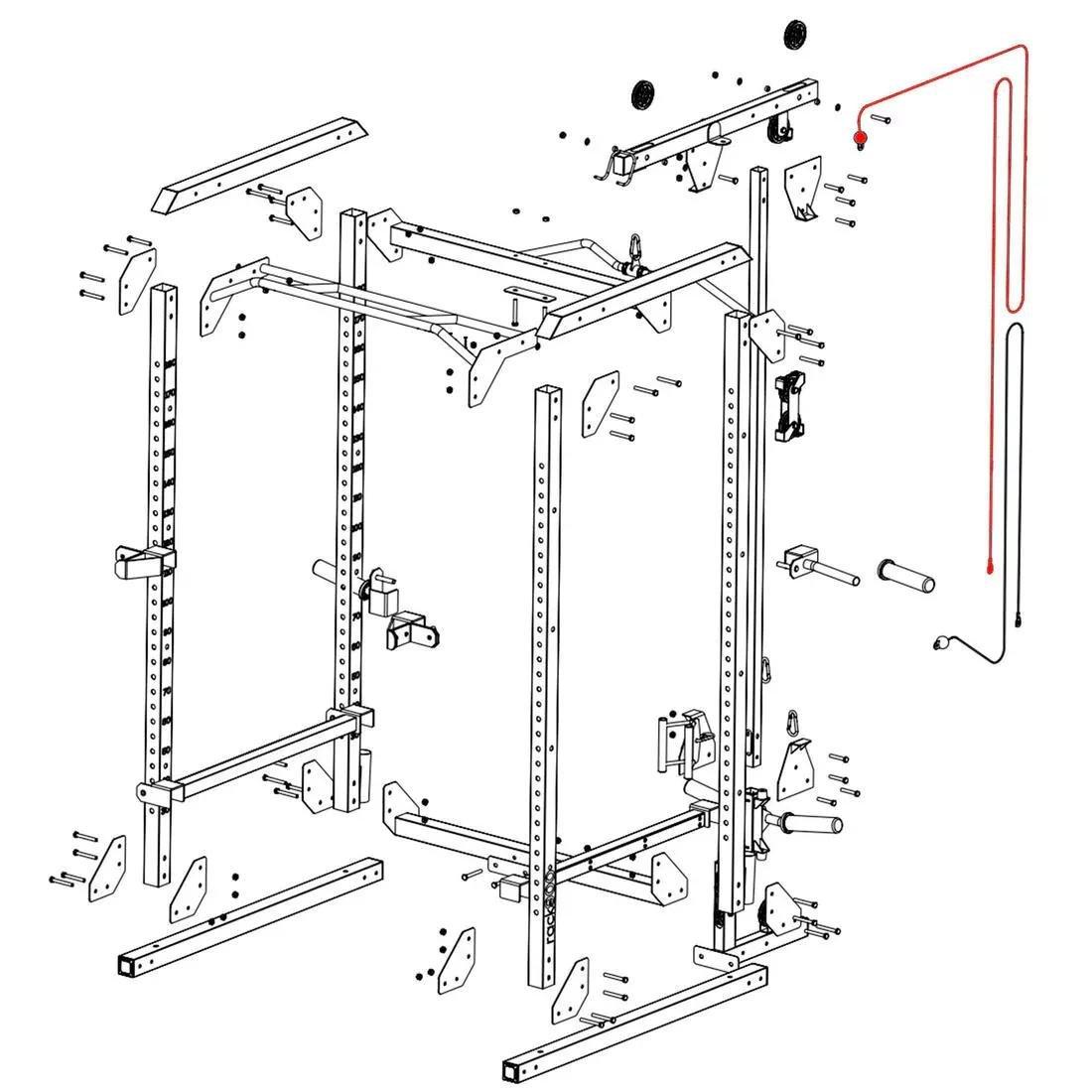 High & Low Cable Kit - Spare Part for Weight Training Rack 900, No Color, large image number 3