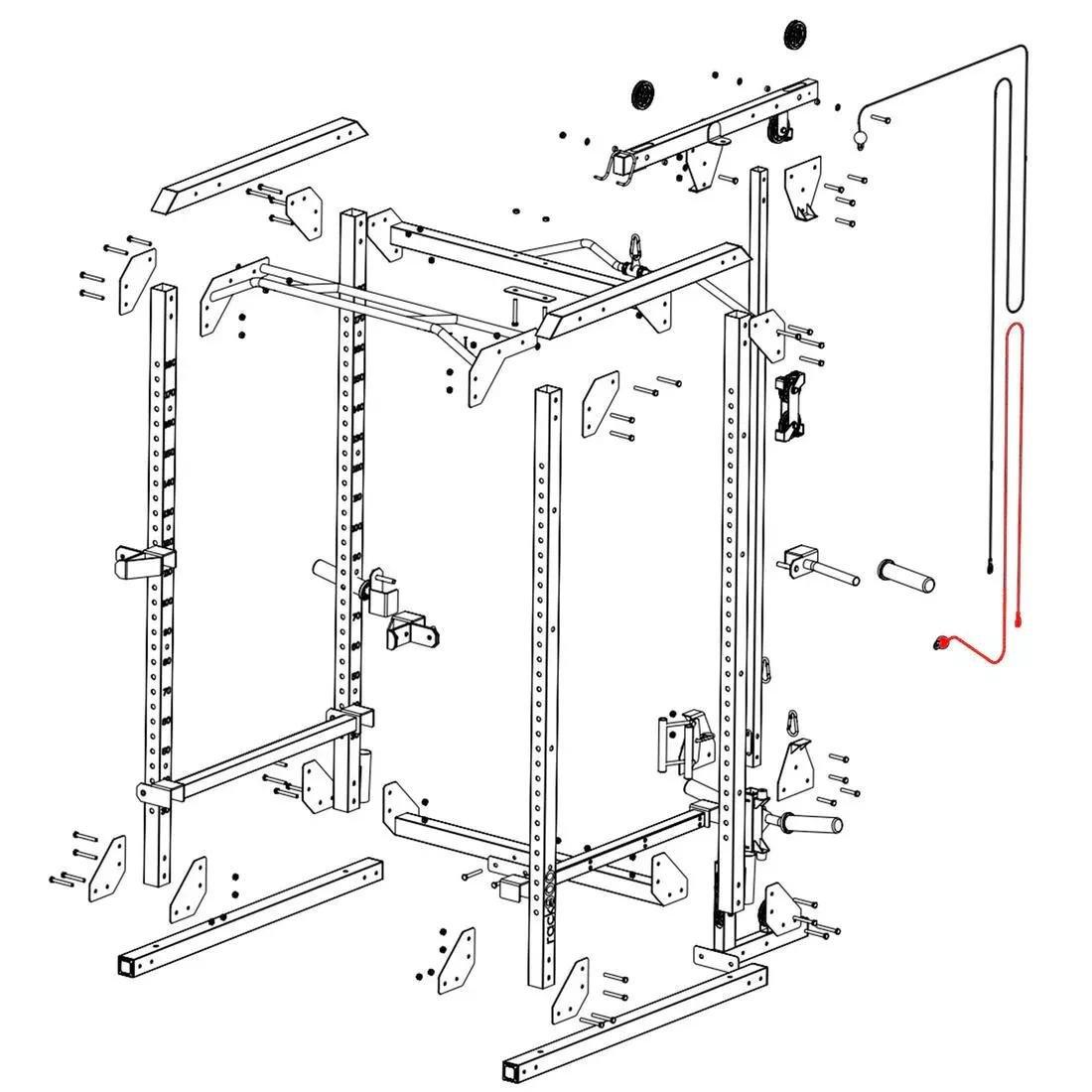 High & Low Cable Kit - Spare Part for Weight Training Rack 900, No Color, large image number 4
