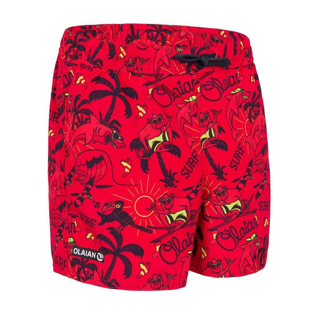 Kids Boys Swim Shorts - 100 Striped, Red, , large image number 1