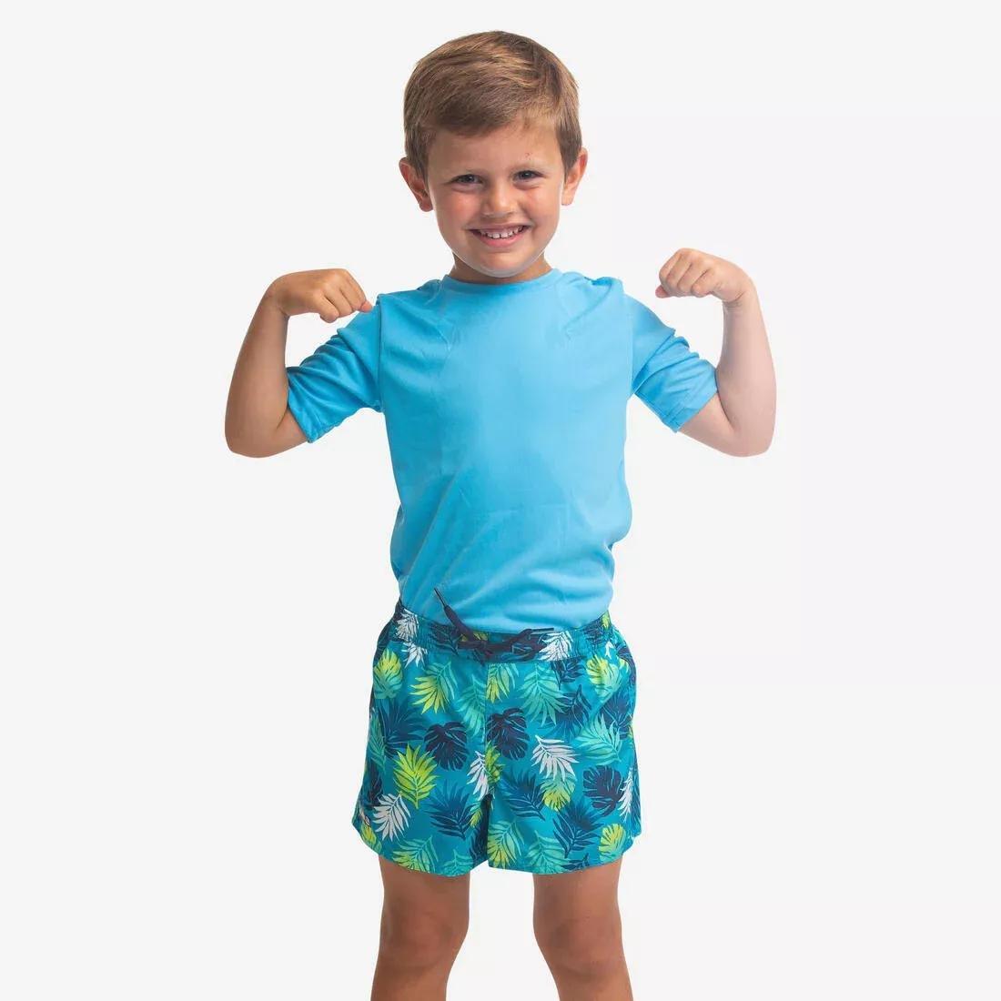 Kids Boys Swim Shorts - 100 Striped, Red, No Color, medium