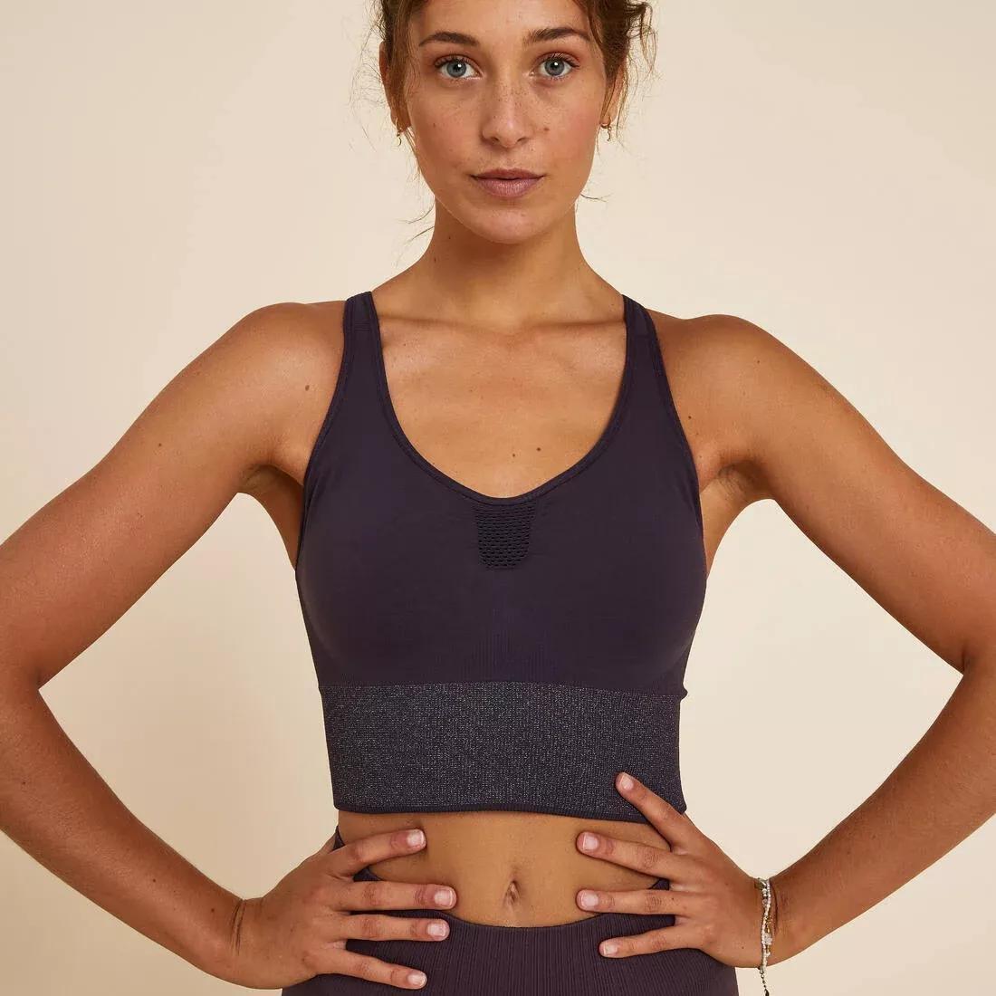 BLACK Long Dynamic Yoga Sports Bra, No Color, large image number 6