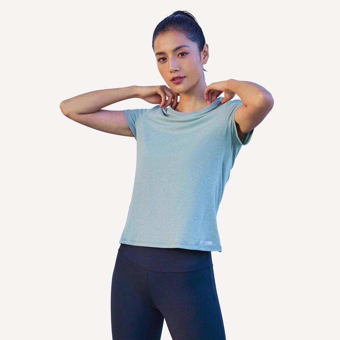 Women Soft And Breathable Running T-Shirt, Khaki, No Color, large image number 1