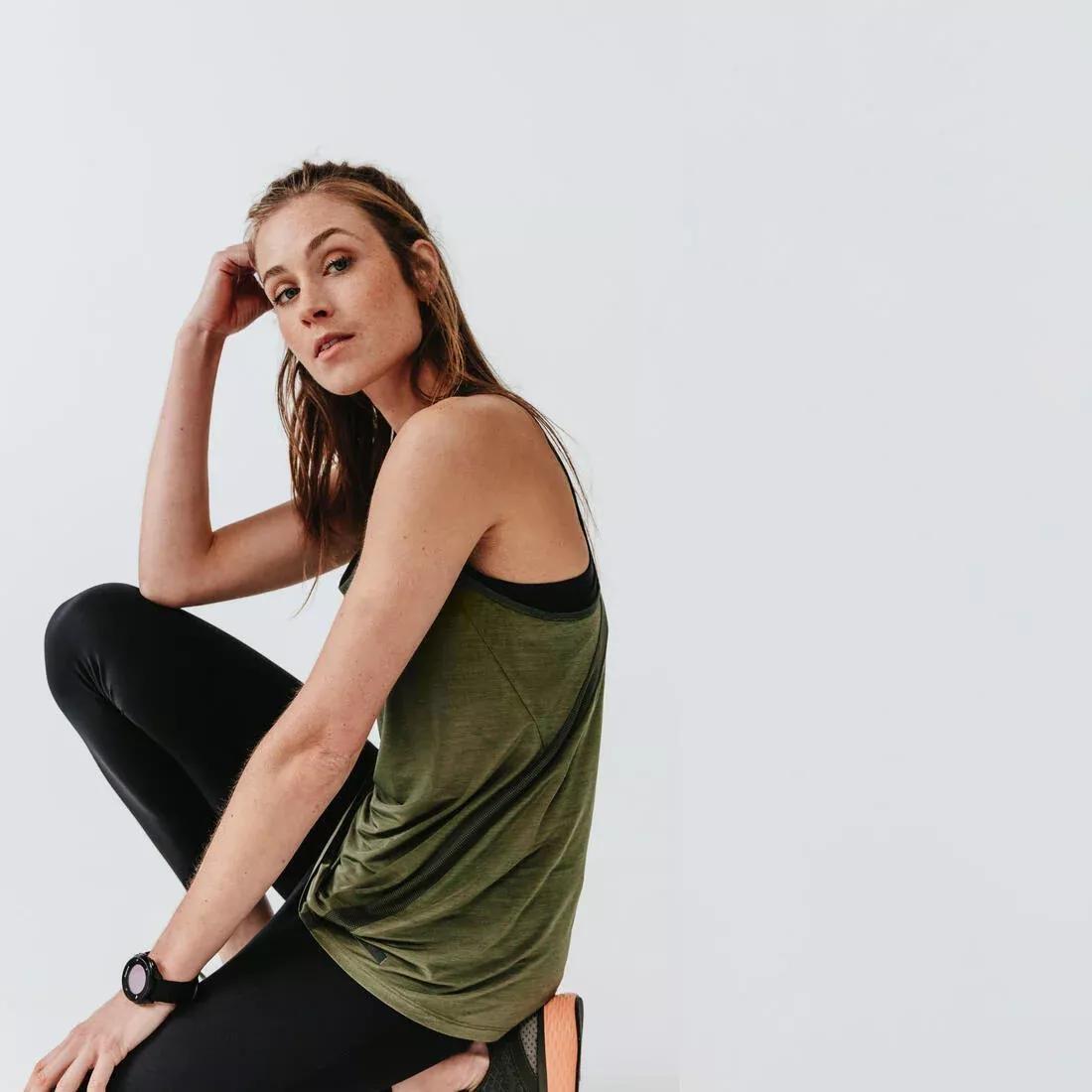 ASH KHAKI GREEN Women's Running Lightweight Tank Top Light, , large image number 11
