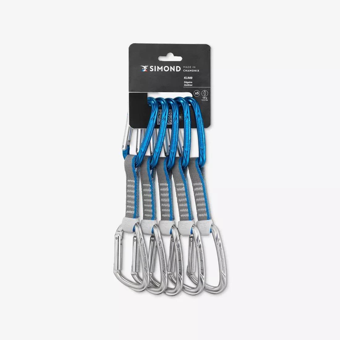 Pack 5 Quickdraws For Mountaineering And Climbing Klimb 11 cm, Blue, No Color, large image number 7