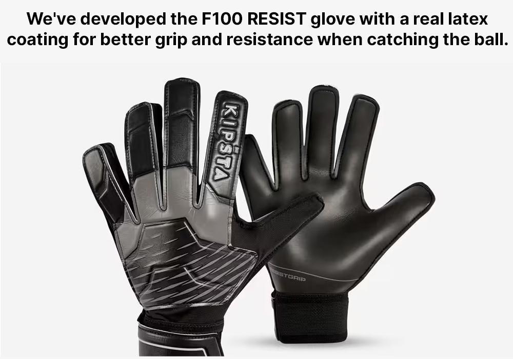 10Adult Football Goalkeeper GlovesF100 Resist, Black, , large image number 2