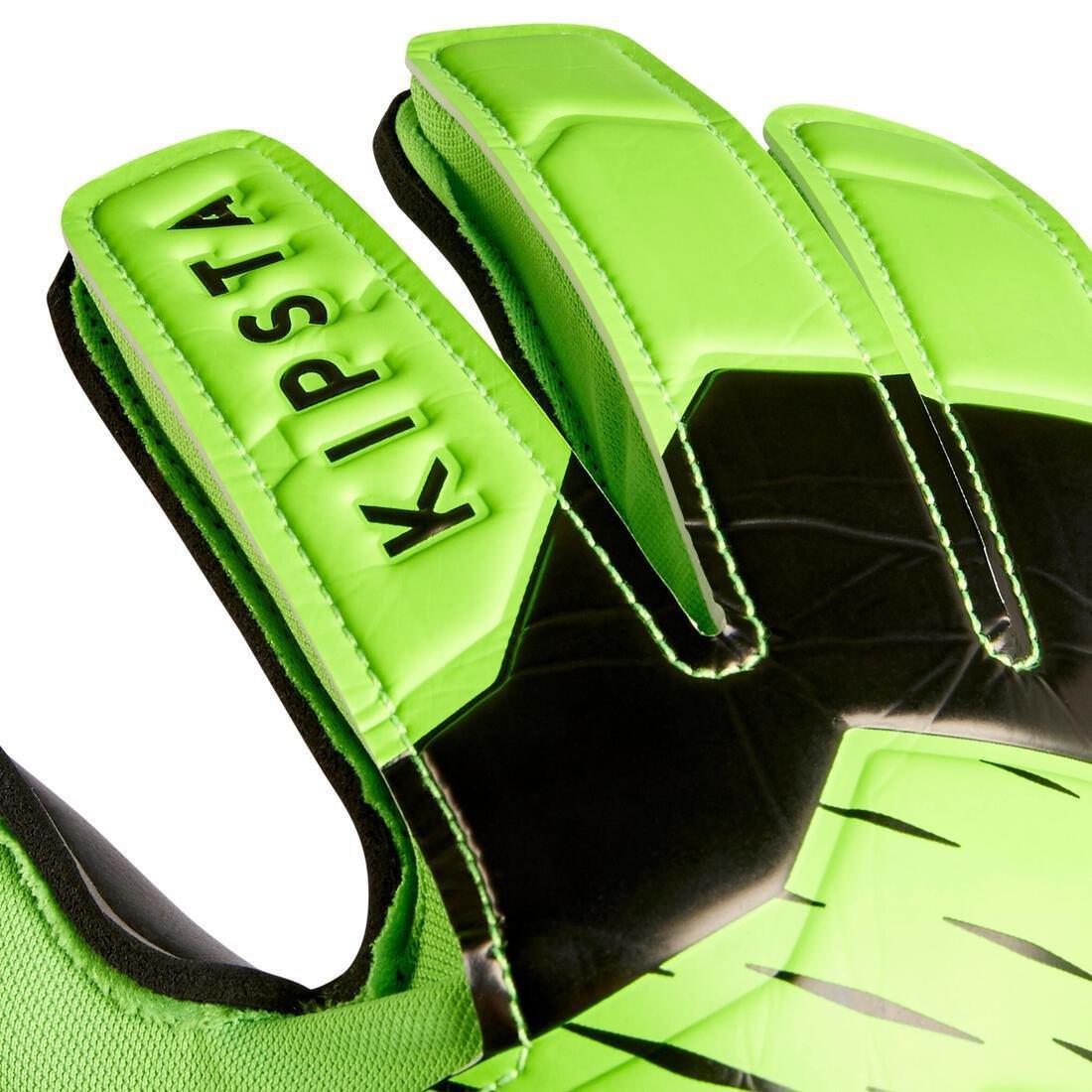 Kids' Football Goalkeeper Gloves F100 Resist, Fluo Lime, No Color, large image number 2