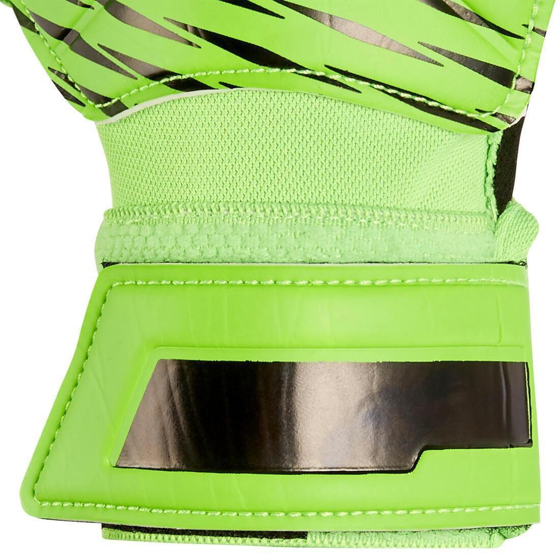 Kids' Football Goalkeeper Gloves F100 Resist, Fluo Lime, No Color, large image number 3