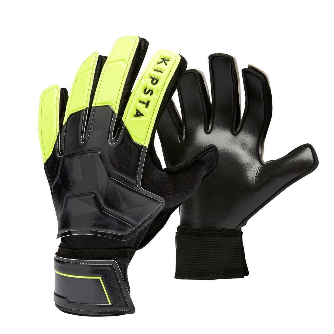 KIPSTA - Kids' Football Goalkeeper Gloves F100 Resist, Fluo Lime