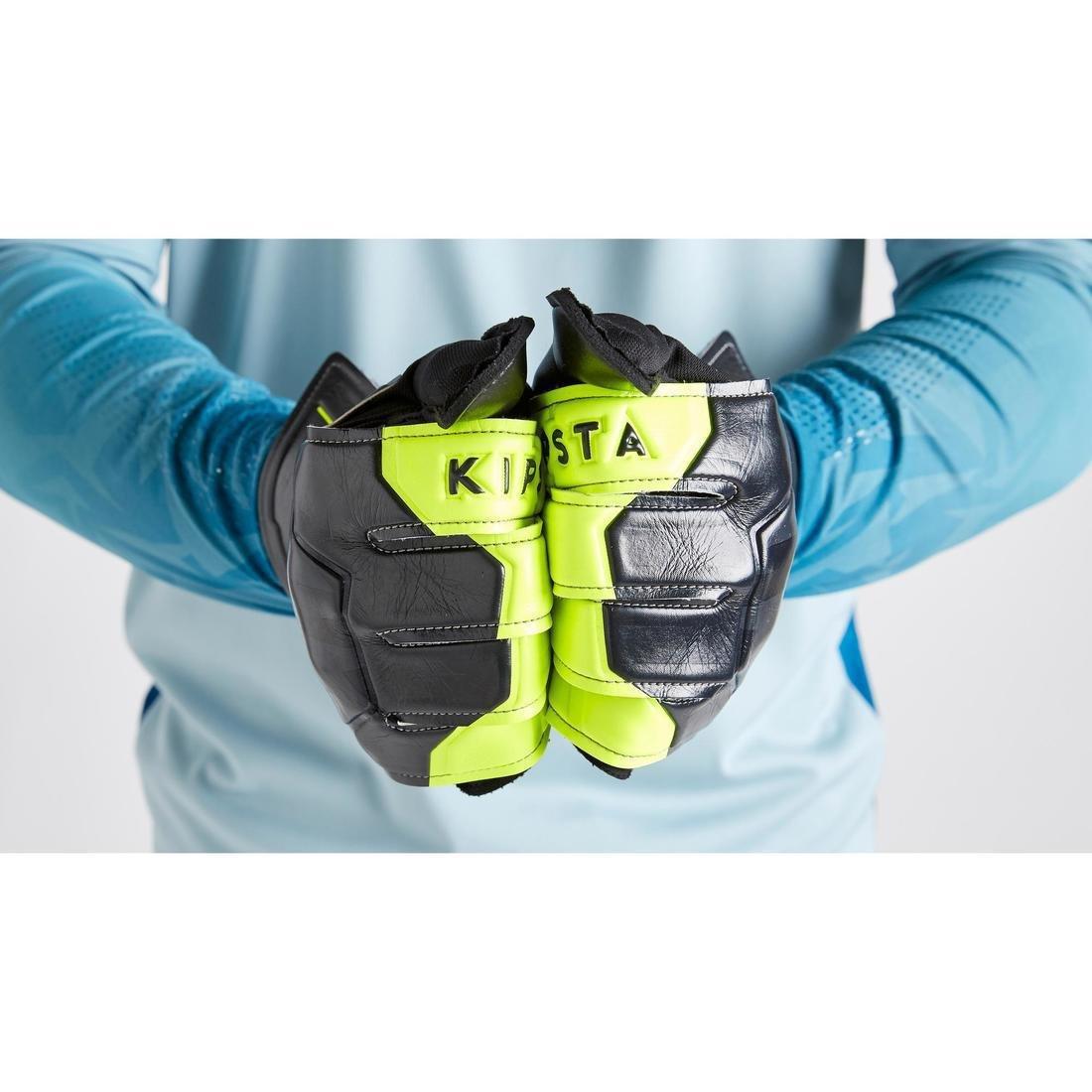 Kids' Football Goalkeeper Gloves F100 Resist, Fluo Lime, No Color, large image number 5