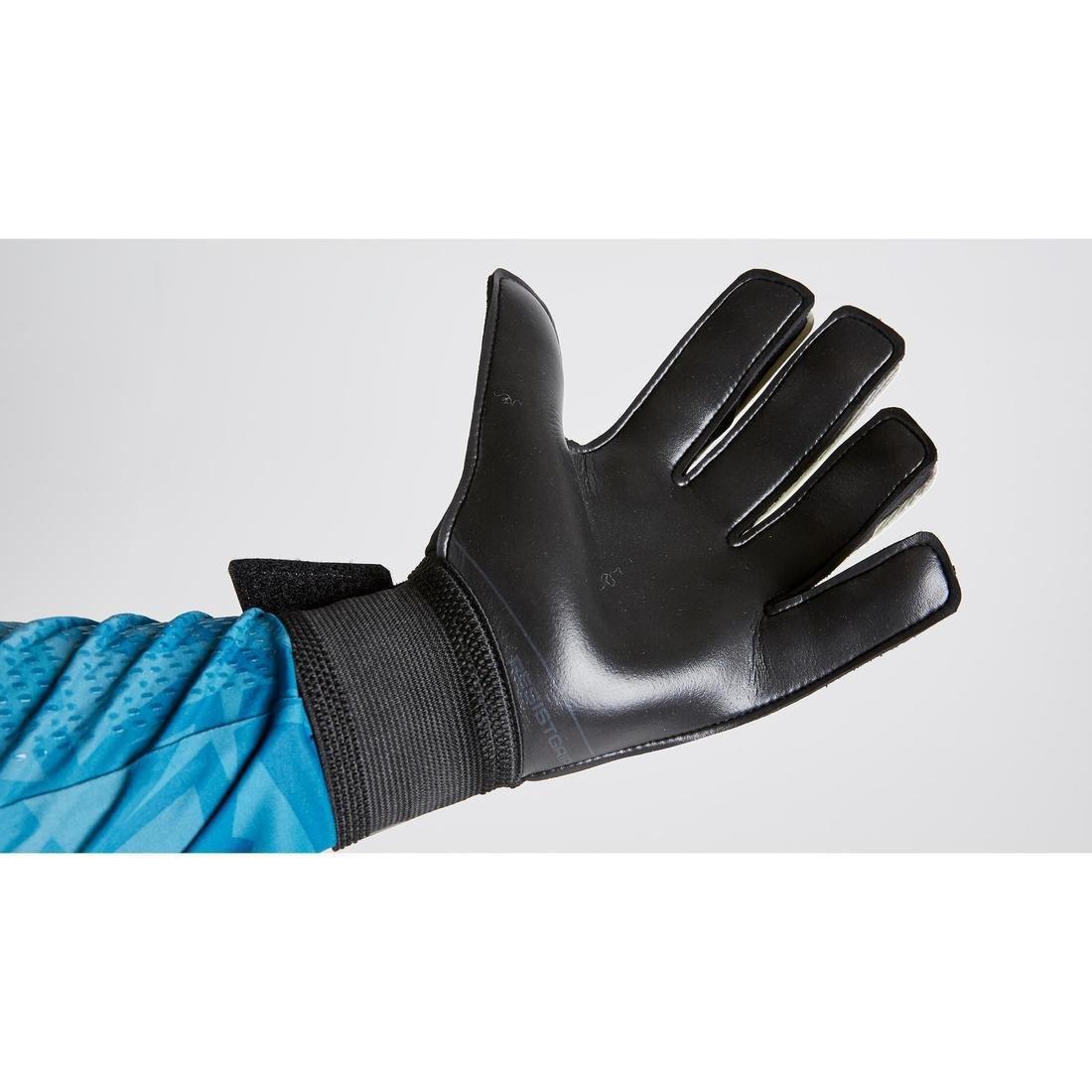 Kids' Football Goalkeeper Gloves F100 Resist, Fluo Lime, No Color, large image number 8