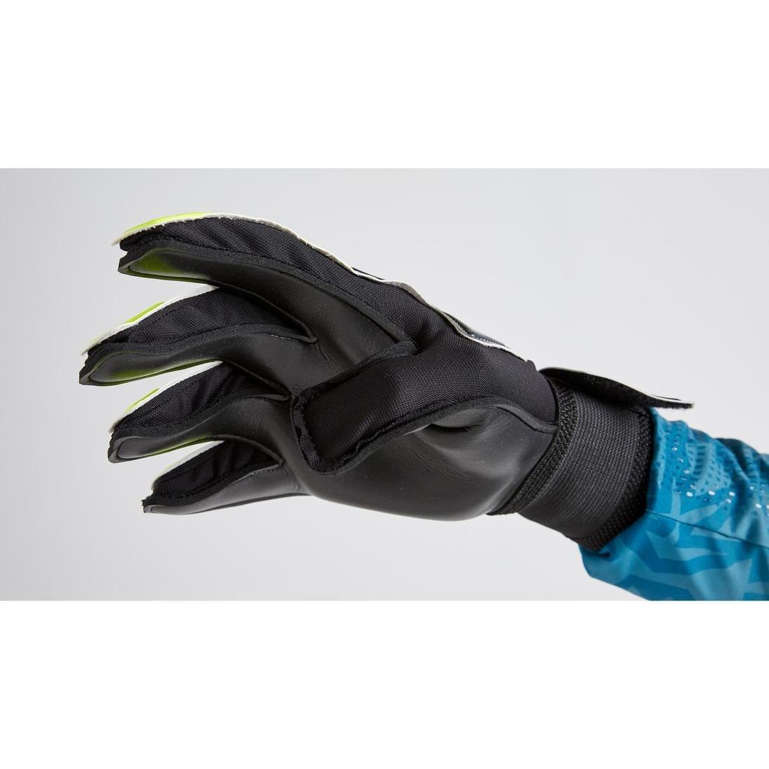 Kids' Football Goalkeeper Gloves F100 Resist, Fluo Lime, No Color, large image number 9