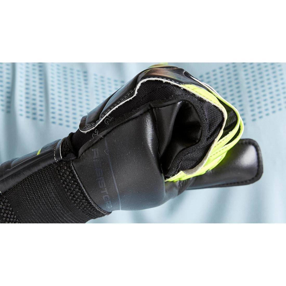 Kids' Football Goalkeeper Gloves F100 Resist, Fluo Lime, No Color, large image number 10