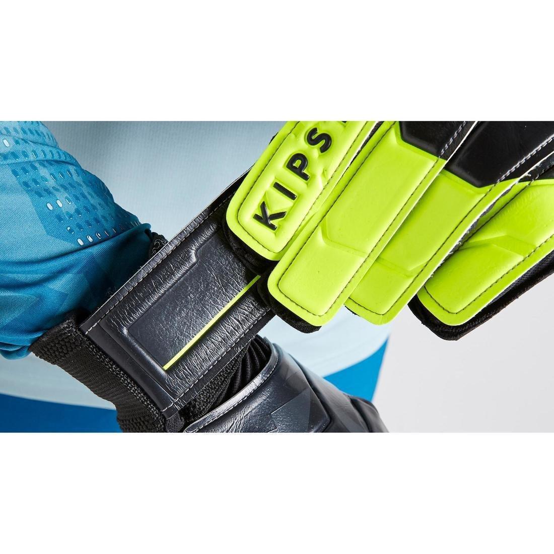 Kids' Football Goalkeeper Gloves F100 Resist, Fluo Lime, No Color, large image number 12