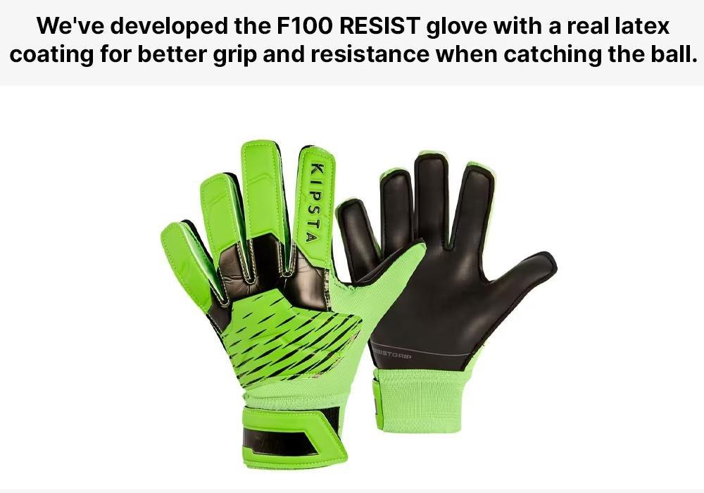 Kids' Football Goalkeeper Gloves F100 Resist, Fluo Lime, No Color, large image number 17