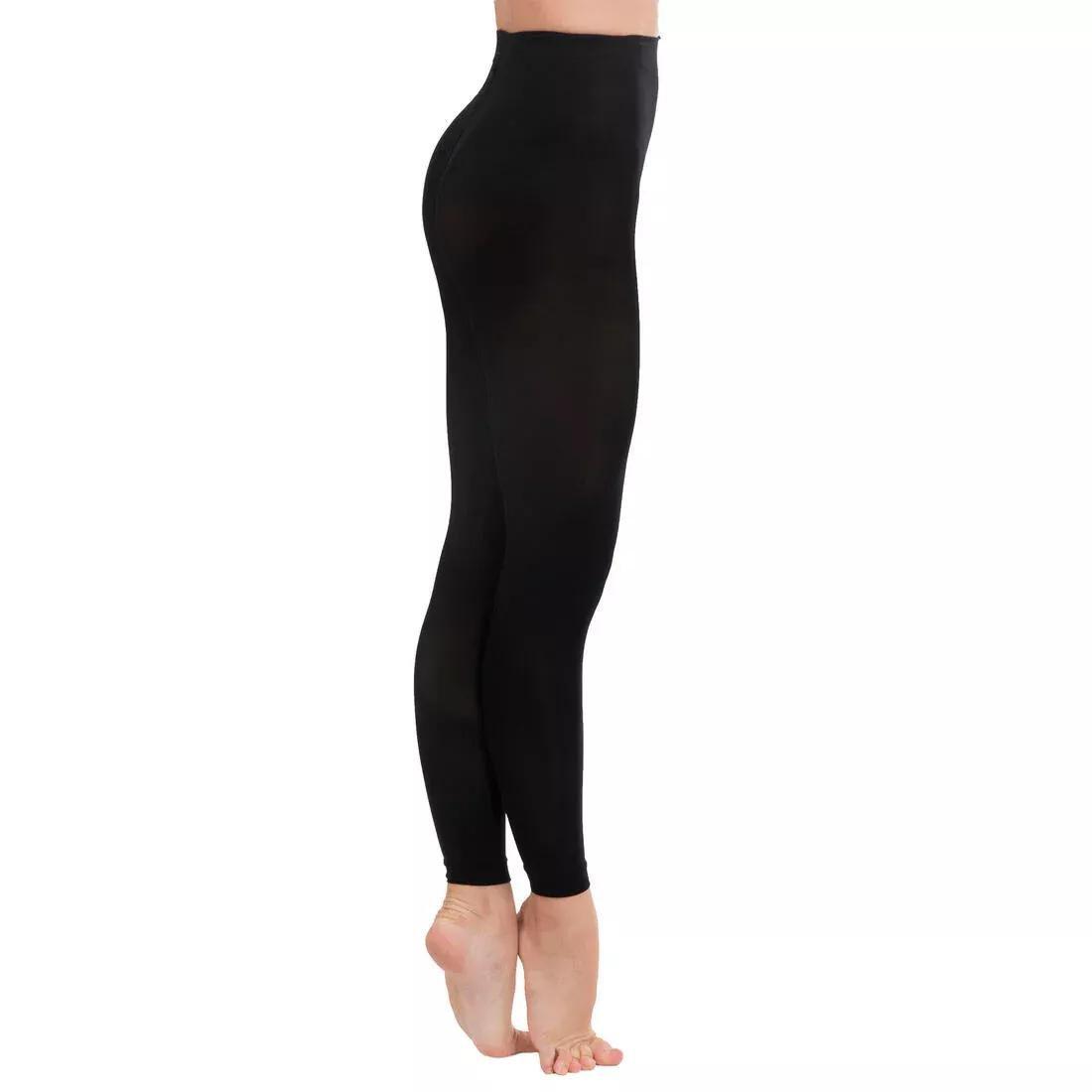 Kids Girls Footless Ballet Tights, Black, , medium