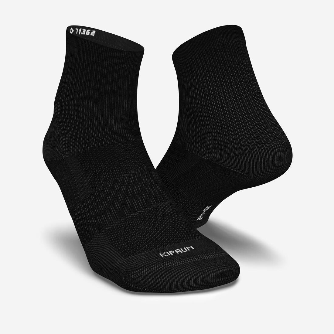 KIPRUN - Running Comfortable Mid-Height Socks 2-Pack, Black