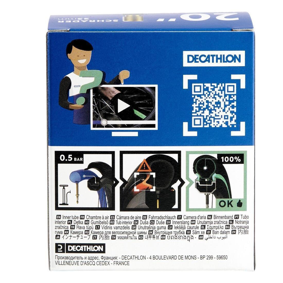 DECATHLON - 20 1.90 to 2.20 Schrader Valve Inner Tube