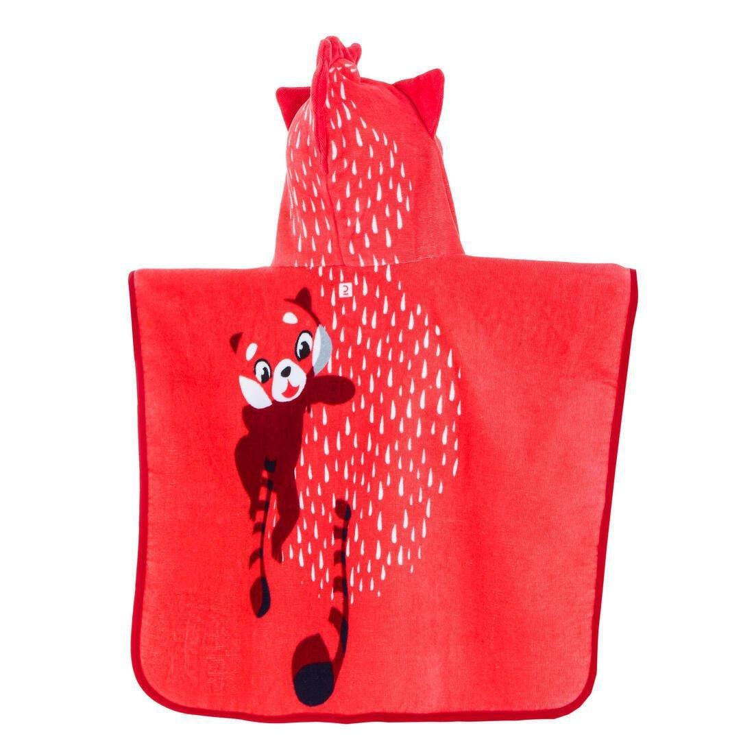 Baby / Kids Poncho With Hood, Red Panda Print Title, No Color, large image number 2